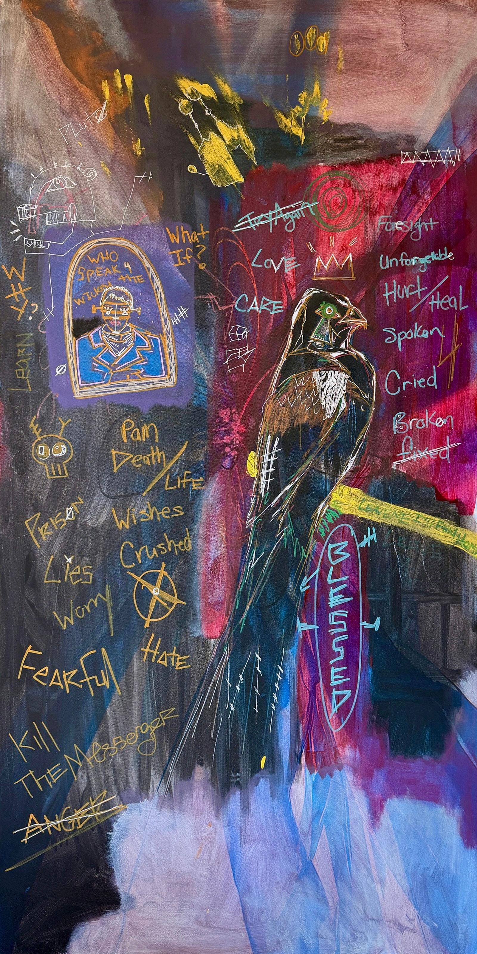 PHASES OF THE MESSENGER, 2026, Acrylic Mixed Media on canvas by Jason Garland Jr.